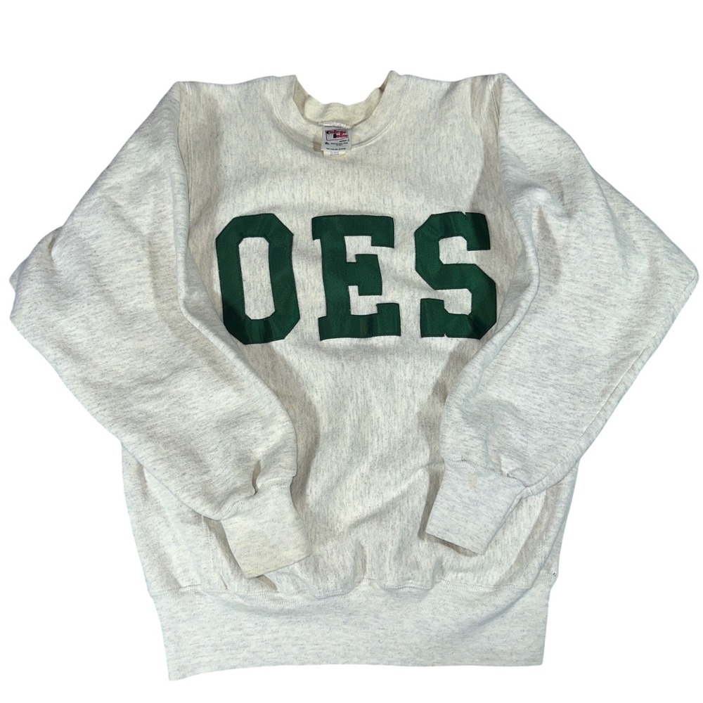 Vintage College OES Sweatshirt Grey Green‎ Reverse Weave Style Medium USA
